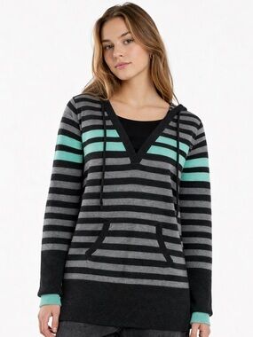 Rue21 Black and Gray Striped Sweater